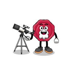 Illustration of sealing wax mascot as an astronomer