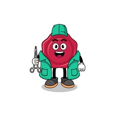 Illustration of sealing wax mascot as a surgeon