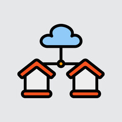 Cloud server icon in filled line style about smart home, use for website mobile app presentation