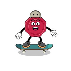 sealing wax mascot playing a skateboard