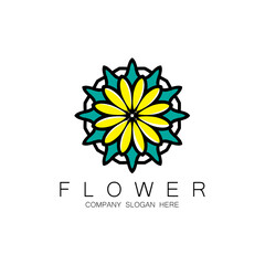 Floral Logo Design, Mandala Art Vector, For Company Brand, Banner Sticker, Or Product