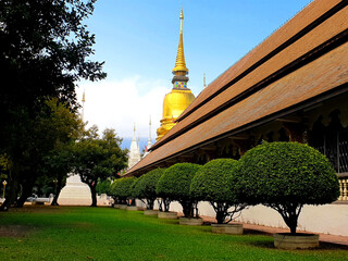 Golden pagoda at temple, Thailand.