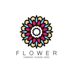Floral Logo Design, Mandala Art Vector, For Company Brand, Banner Sticker, Or Product