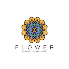 Floral Logo Design, Mandala Art Vector, For Company Brand, Banner Sticker, Or Product