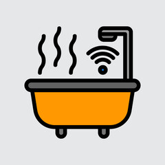 Smart bathtub icon in filled line style about smart home, use for website mobile app presentation