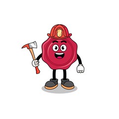 Cartoon mascot of sealing wax firefighter