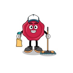 Character mascot of sealing wax as a cleaning services