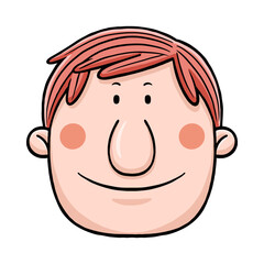 Cute People Face with Flat Design Style 