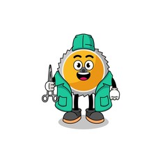 Illustration of saw blade mascot as a surgeon