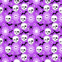 halloween pattern with skulls and spider webs