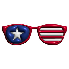 Glasses 3d, in the colors of the American flag. Independence, symbolism.