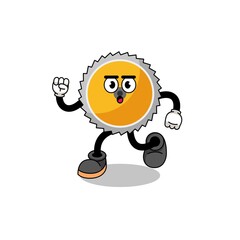 running saw blade mascot illustration