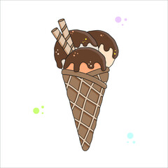 delicious ice cream, three scoops of icecream, summer, hot, vector graphics