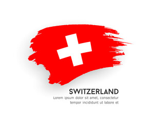 Flag of Switzerland, brush stroke design isolated on white background, EPS10 vector illustration