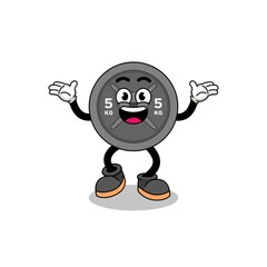 barbell plate cartoon searching with happy gesture