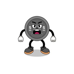 barbell plate cartoon illustration with angry expression
