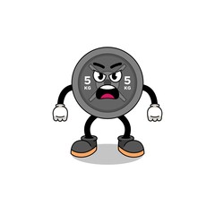 Obraz premium barbell plate cartoon illustration with angry expression