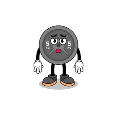 barbell plate cartoon illustration with sad face