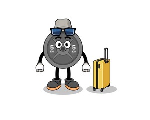 barbell plate mascot doing vacation
