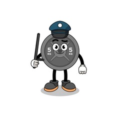 Cartoon Illustration of barbell plate police