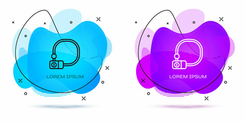 Line Bicycle lock U shaped industrial icon isolated on white background. Abstract banner with liquid shapes. Vector