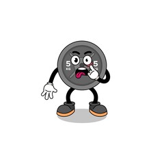 Character Illustration of barbell plate with tongue sticking out