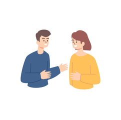 Fototapeta premium Woman and man talking about something