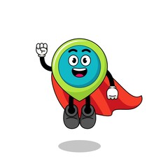 location symbol cartoon with flying superhero