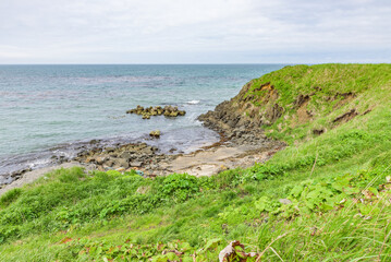 View of the Cape Nosappu in Nemuro, Hokkaido, Japan, the easternmost point in Japan which is open...