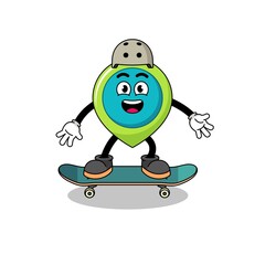 location symbol mascot playing a skateboard
