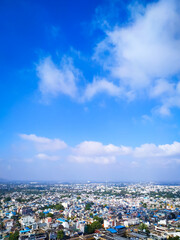 
A beautiful city on the cloudy sky background
