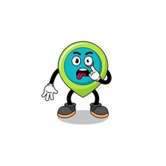 Character Illustration of location symbol with tongue sticking out