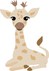 Fototapeta premium Baby giraffe vector, safari animals, savanna animals, cute giraffe 