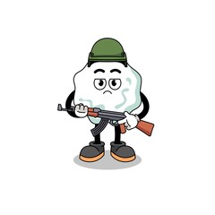 Cartoon of chewing gum soldier