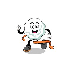 Mascot cartoon of chewing gum running on finish line
