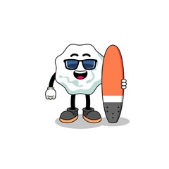 Mascot cartoon of chewing gum as a surfer