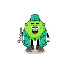 Illustration of virus mascot as a surgeon