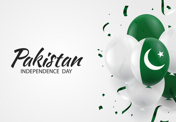 Vector Illustration of Pakistan Independence Day. Background with balloons
