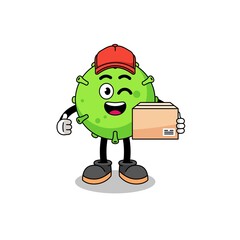 virus mascot cartoon as an courier