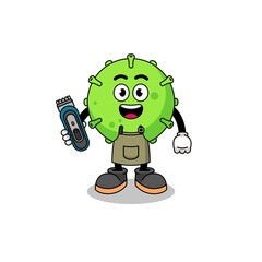 Cartoon Illustration of virus as a barber man