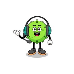 Mascot Illustration of virus as a customer services