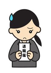 退職届を手に迷うビジネスウーマン