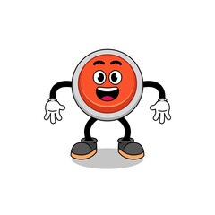 Naklejka premium emergency button cartoon with surprised gesture