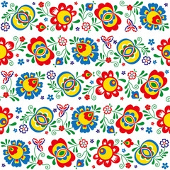 Seamless pattern made from folklore ormaments (Moravia - Slovacko) - obrazy, fototapety, plakaty