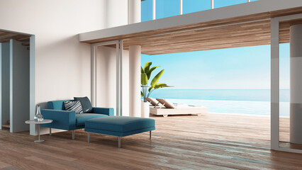 Obraz na płótnie Canvas beach interior sea view hotel and resort - 3D rendering