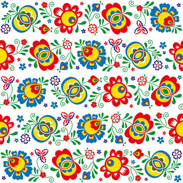 Seamless pattern made from folklore ormaments (Moravia - Slovacko)