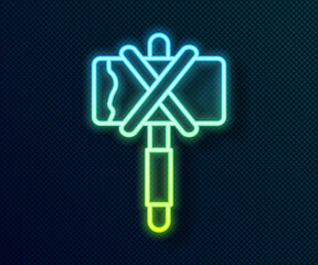 Glowing neon line Medieval axe icon isolated on black background. Battle axe, executioner axe. Medieval weapon. Vector