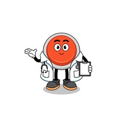 Cartoon mascot of emergency button doctor