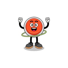 Character Illustration of emergency button playing hula hoop