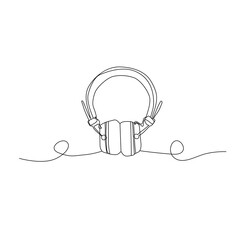 continuous line art drawing headset